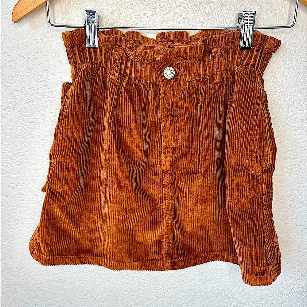 Zara girls paperbag waist corduroy skirt